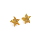 Cubic Zircon Gemstone Studs Gold Plated Starfish Stud Earrings For Kids