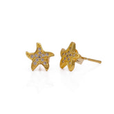 Cubic Zircon Gemstone Studs Mini Starfish Gold Stud Earrings For Kids