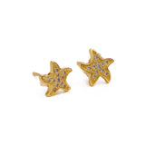 Cubic Zircon Gemstone Studs Mini Starfish Gold Stud Earrings For Kids