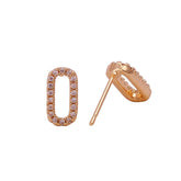 Cubic Zircon Oval Stud Earrings Tiny Gold Plated Jewelry For Her