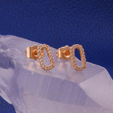 Cubic Zircon Oval Stud Earrings Tiny Gold Plated Jewelry For Her