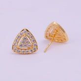 Cubic Zircon Triangle Stud Earrings Gold Plated Jewelry For Women