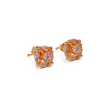 Cubic Zirconia Gemstone Earring Tiny Gold Plated Floral Studs