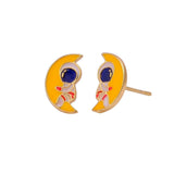 Cute Astronaut Studs Moon Shape Earrings Galaxy-Inspired Jewelry