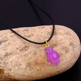 Cute Pink Penguin Charm Necklace, Adjustable Black Cord Choker 5254 Pink