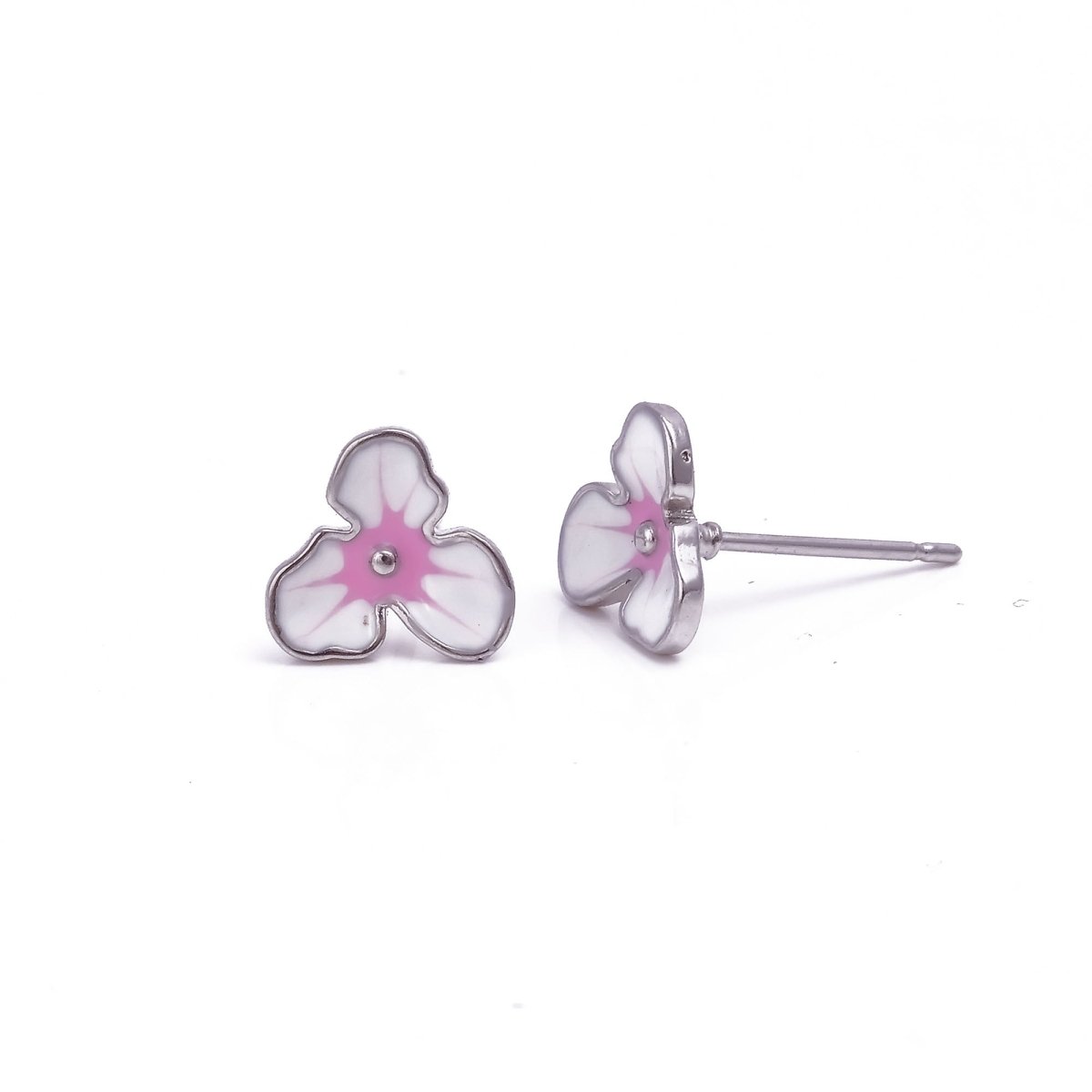 Cute Tiny Floral Studs Silver Plated Earrings Everyday Jewelry