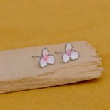 Cute Tiny Floral Studs Silver Plated Earrings Everyday Jewelry