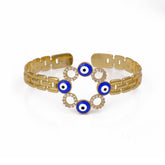 CZ Gemstone Bangle Evil Eye Jewelry Adjustable Gold Plated Bangle
