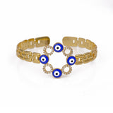 CZ Gemstone Bangle Evil Eye Jewelry Adjustable Gold Plated Bangle