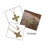 Dainty Gold Floral Cross Charm with Green Onyx Gemstone, Bezel Set Jewelry 5388 Prehnite