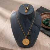 Dainty Gold Plated Sunburst Medallion Pendant Necklace with Teardrop Gemstone 5318