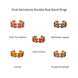 Dainty Oval Shape Pink Tourmaline Band Ring, 18K Gold Plated Adjustable Jewelry CR - 1028