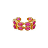 Dainty Oval Shape Pink Tourmaline Band Ring, 18K Gold Plated Adjustable Jewelry CR - 1028