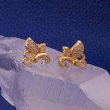 Elegant Butterfly Stud Earrings Cute Tiny Studs Gold Plated Jewelry For Her