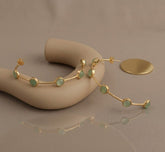 Elegant Cats Eye Open Hoop Earrings, Gold Plated Bezel Set Jewelry CE-1029 Aqua Cat's Eye
