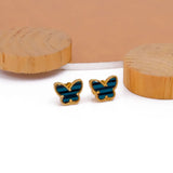 Elegant Enamel Butterfly Stud Gold Plated Animal Earrings Green