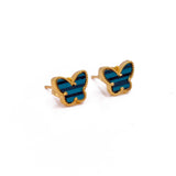 Elegant Enamel Butterfly Stud Gold Plated Animal Earrings
