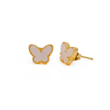Elegant Enamel Butterfly Stud Gold Plated Animal Earrings