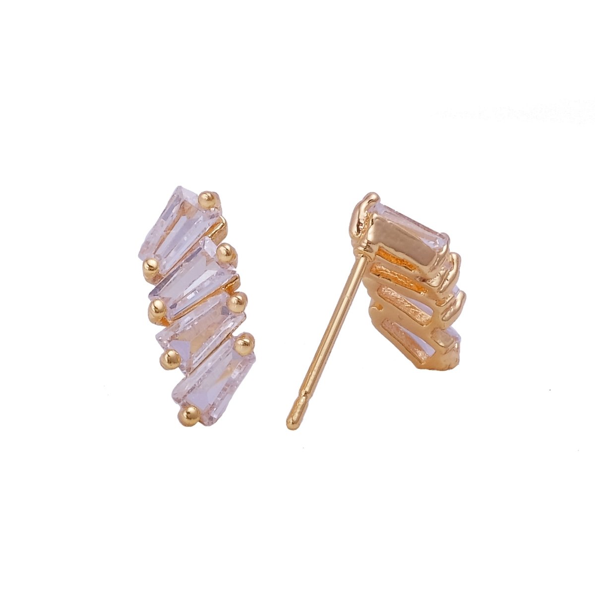Elegant Gold Baguette Crystal Earrings Geometric Design Gold Plated Earring