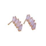 Elegant Gold Baguette Crystal Earrings Geometric Design Gold Plated Earring