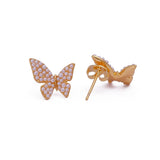 Elegant Gold Pearl Butterfly Studs Gold Statement Earrings