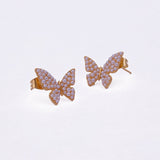 Elegant Gold Pearl Butterfly Studs Gold Statement Earrings