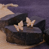 Elegant Gold Pearl Butterfly Studs Gold Statement Earrings