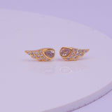 Elegant Gold Plated Wing Design Teardrop CZ Stud Earring Jewelry