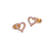 Elegant Pearl Beaded Heart Stud Earrings Gold Plated Stud