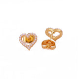 Elegant Pearl Beaded Heart Stud Earrings Gold Plated Stud
