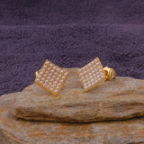 Elegant Pearl Gold Earrings Pearl Cluster Square Stud Earrings