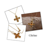 Emerald Cross Pendant Necklace, Gold Plated Bezel Set Jewelry 5388 Citrine