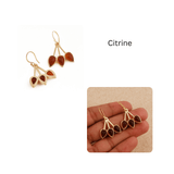 Emerald Gemstone Triple Teardrop Dangle Earrings, Gold Plated Jewelry CE - 1008
