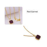 Emerald Raw Gemstone Pendants, Cushion Shape Gold Plated Charm Necklace CN - 1002