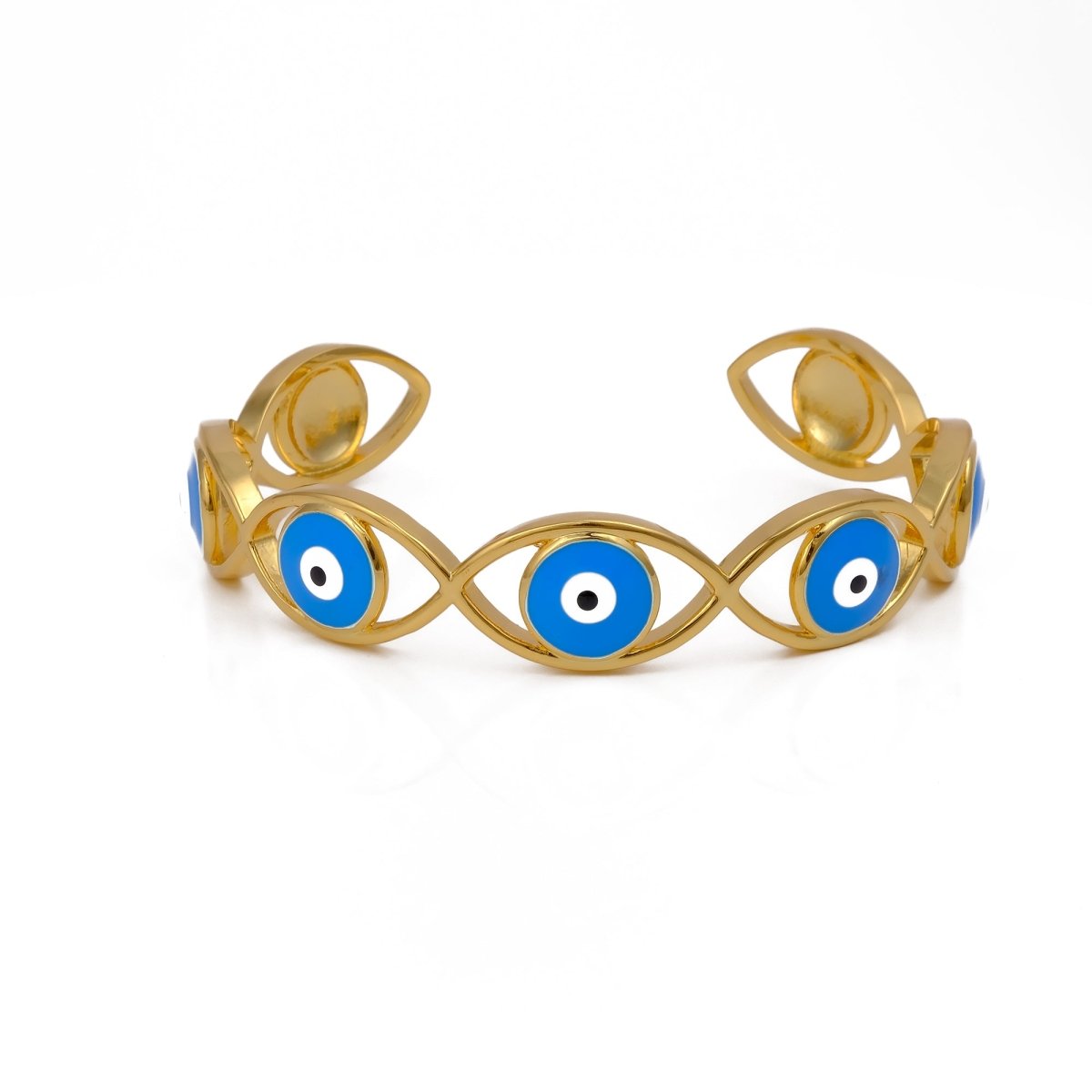 Enamel Evil Eye Bangle Adjustable Gold Plated Jewelry For Her