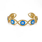 Enamel Evil Eye Bangle Adjustable Gold Plated Jewelry For Her