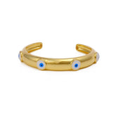 Enamel Evil Eye Bangle Adjustable Gold Plated Jewelry For Her