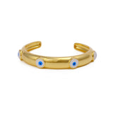 Enamel Evil Eye Bangle Adjustable Gold Plated Jewelry For Her