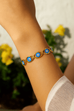 Enamel Evil Eye Bangle Adjustable Gold Plated Jewelry For Her