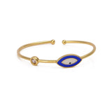 Enameled Evil Eye Bangle Adjustable Gold Plated Jewelry For Her