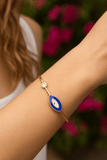 Enameled Evil Eye Bangle Adjustable Gold Plated Jewelry For Her