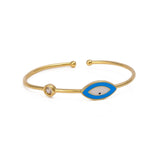 Enameled Evil Eye Bangle Adjustable Gold Plated Jewelry For Her