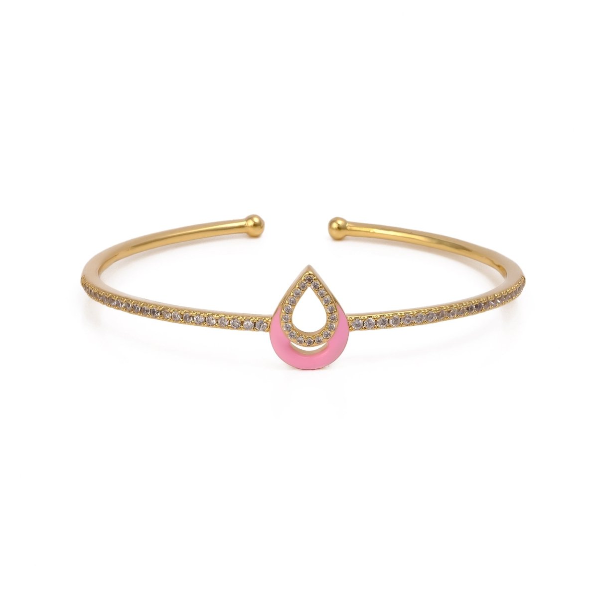 Enameled With Cubic Zircon Drop Style Bangle Gold Plated Jewelry