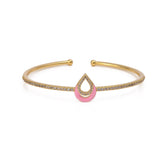 Enameled With Cubic Zircon Drop Style Bangle Gold Plated Jewelry
