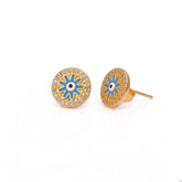 Evil Eye Earrings Trendy Round Gold Plated Studs Everyday Earring