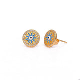 Evil Eye Earrings Trendy Round Gold Plated Studs Everyday Earring