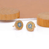 Evil Eye Earrings Trendy Round Gold Plated Studs Everyday Earring