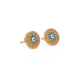 Evil Eye Earrings Trendy Round Gold Plated Studs Everyday Earring