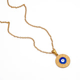 Evil Eye Pendant Necklace Gold Chain with Protective Charm