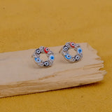 Evil Eye Round Studs Silver Plated Earrings Everyday Jewelry